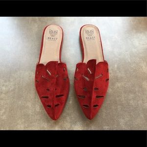 Red suede slide